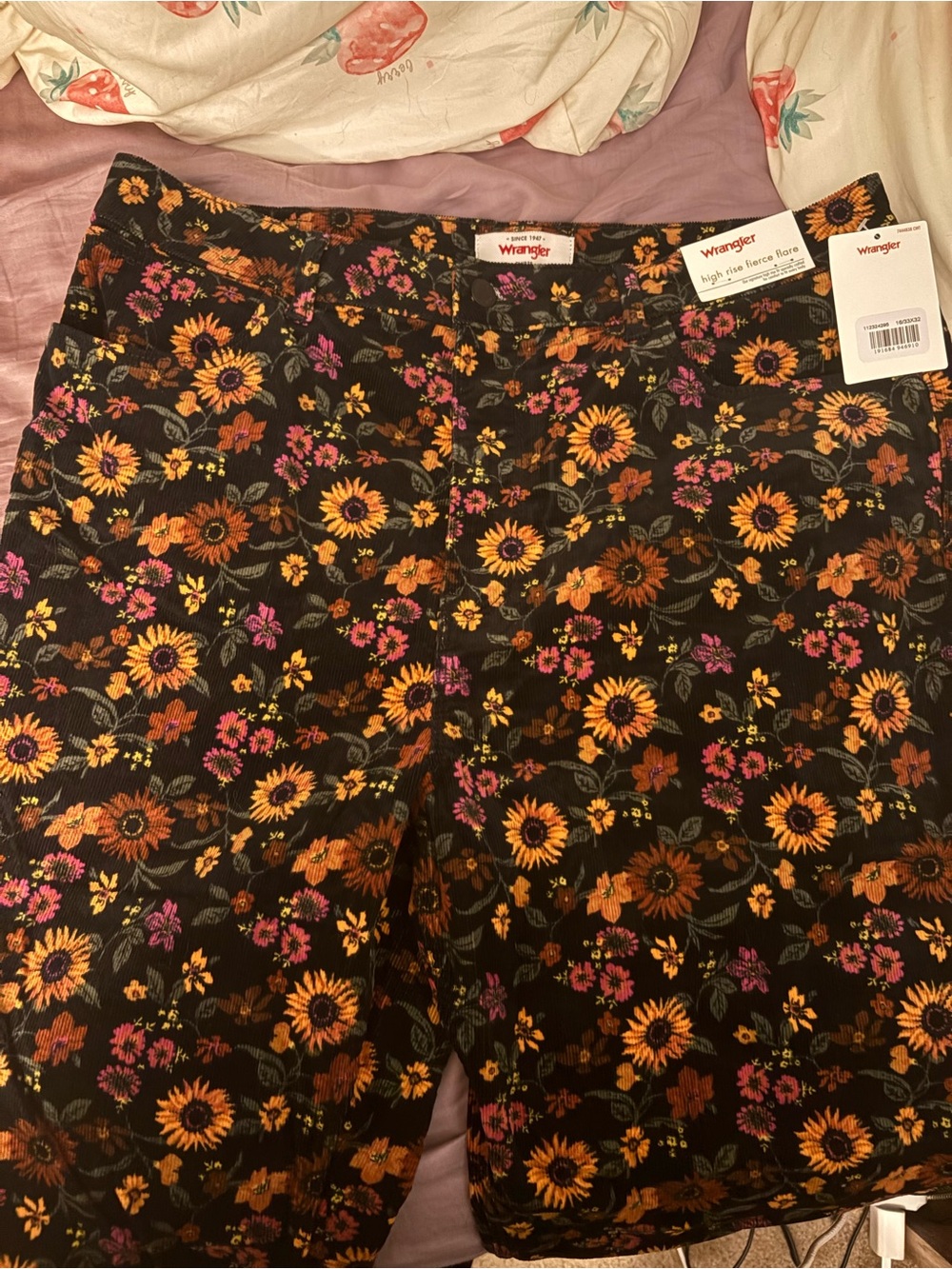 Wrangler Black Floral High Rise Fierce Flare